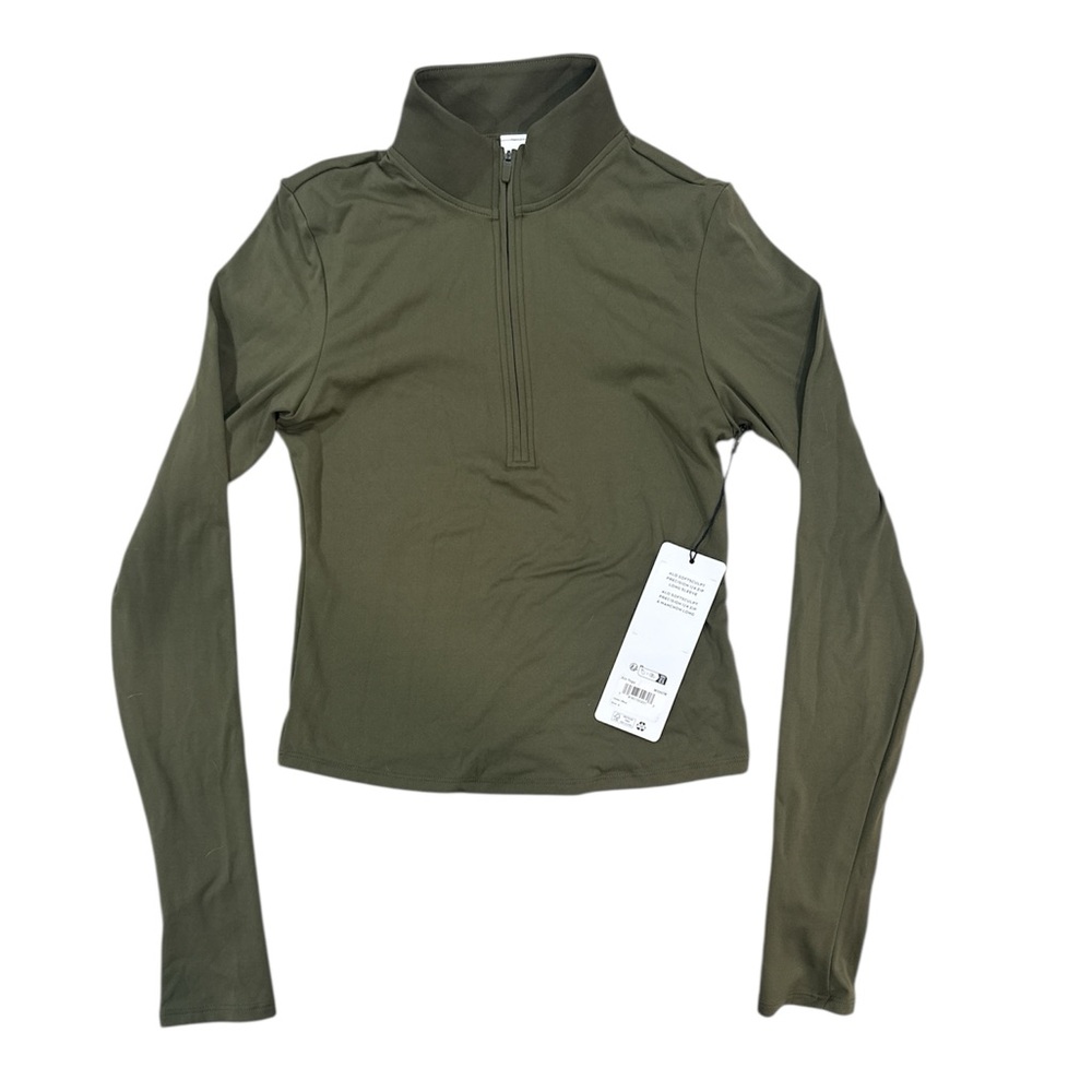 ALO Yoga- Softsculpt Precision 1/4 Zip Long Sleeve In Olive - Picture 4 of 4